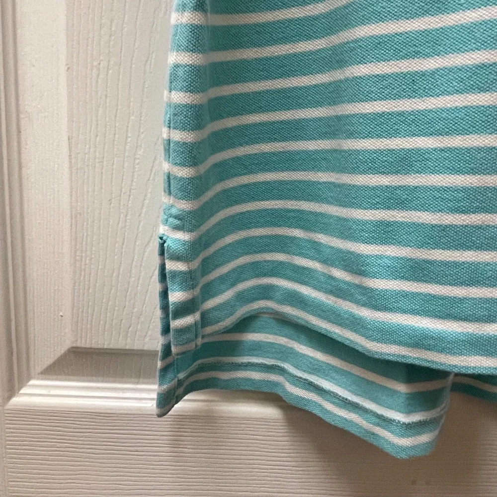 Polo Ralph Lauren Men's Size Large  Turquoise Striped Polo‎ Shirt Yellow Pony